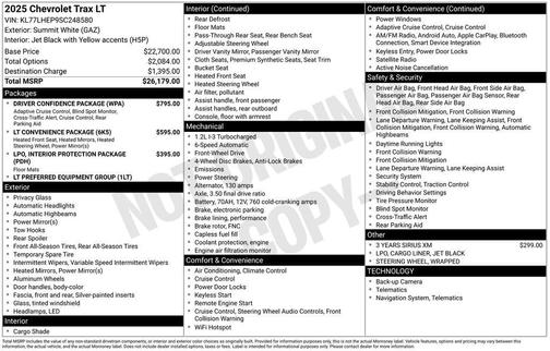 Summit White 2025 Chevrolet Trax LT