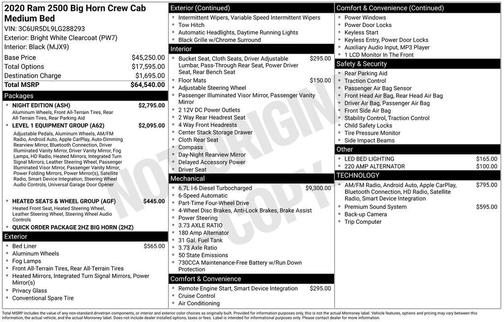 2020 RAM 2500 Big Horn Crew Cab 4x4 6'4' Box