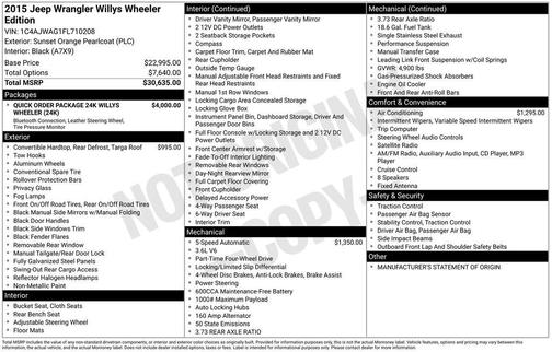 2015 Jeep Wrangler Willys Wheeler