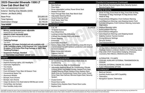 Sterling Gray Metallic 2025 Chevrolet Silverado 1500 LT