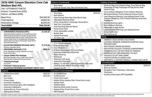 Coastal Dune 2026 GMC Canyon Elevation