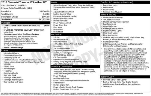 2018 Chevrolet Traverse LT Leather