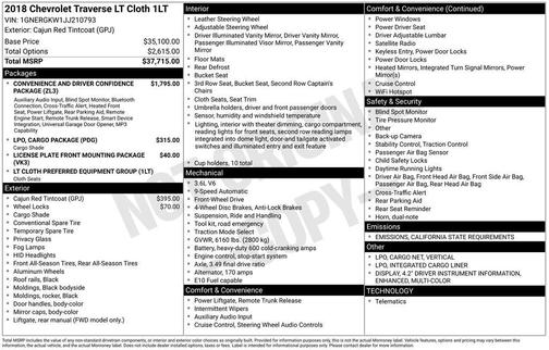 2018 Chevrolet Traverse LT Cloth