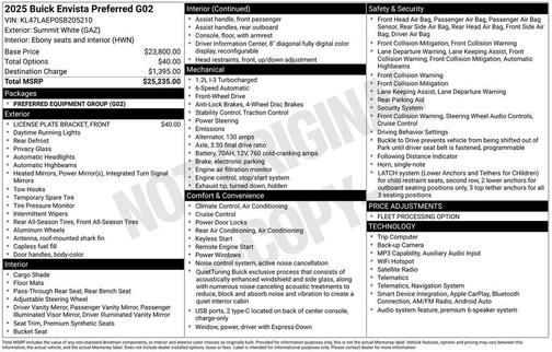 Summit White 2025 Buick Envista Preferred FWD