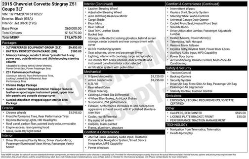 2015 Chevrolet Corvette Stingray Z51