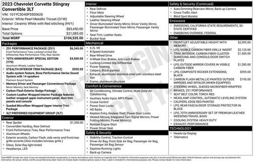 2023 Chevrolet Corvette Stingray w/3LT