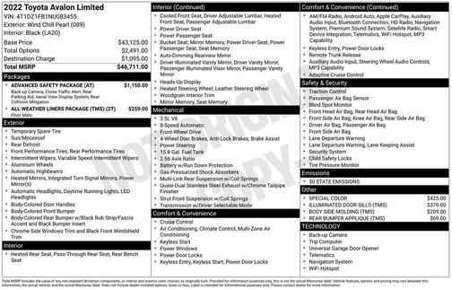 2022 Toyota Avalon Limited