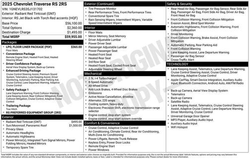 Radiant Red Tintcoat 2025 Chevrolet Traverse RS