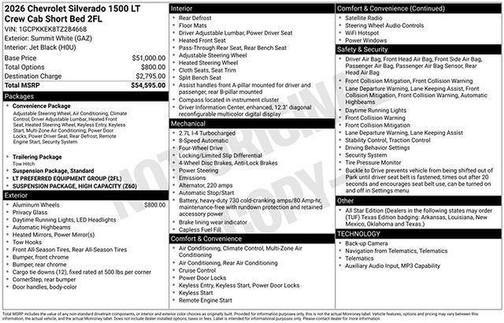 Summit White 2026 Chevrolet Silverado 1500 LT