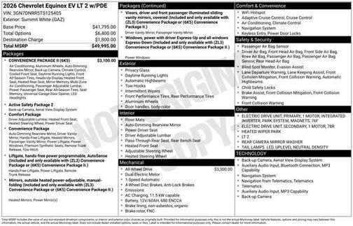 Summit White 2026 Chevrolet Equinox EV LT