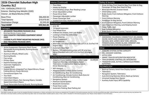 2026 Chevrolet Suburban High Country, 4WD