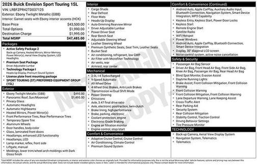 Ebony Twilight Metallic 2026 Buick Envision Sport Touring AWD