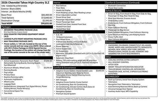 2026 Chevrolet Tahoe 4WD High Country