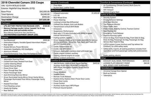 2018 Chevrolet Camaro 2SS