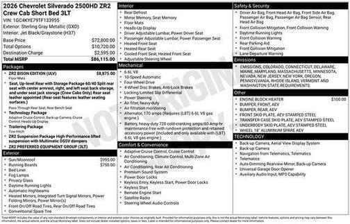 2026 Chevrolet Silverado 2500 Crew Cab, Standard Bed, XR2, 4WD