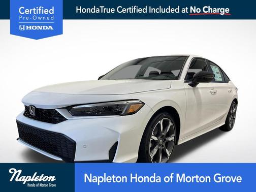 Platinum White Pearl 2026 Honda Civic Hybrid Sport Touring