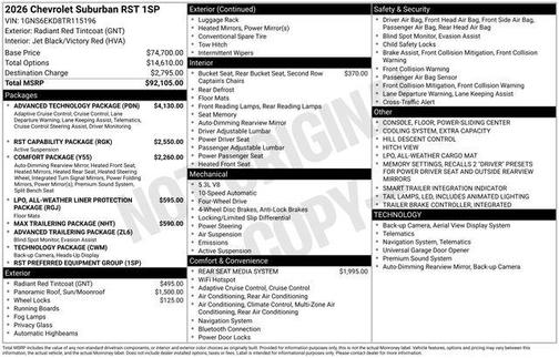 Radiant Red 2026 Chevrolet Suburban RST