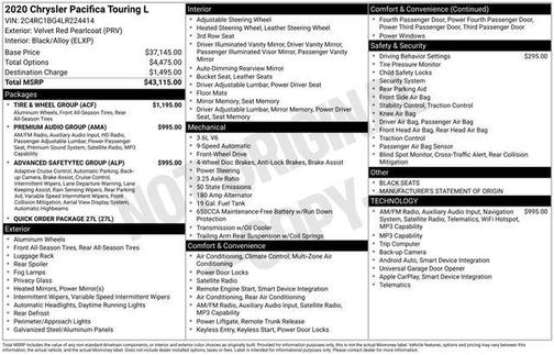 Velvet Red Pearlcoat 2020 Chrysler Pacifica Touring-L