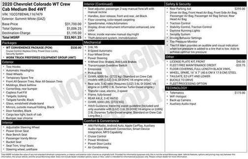 Summit White 2020 Chevrolet Colorado WT