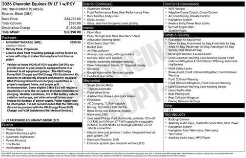 Black 2026 Chevrolet Equinox EV LT 1