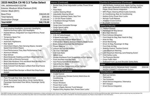 2025 Mazda CX-90 3.3 Turbo Select Package