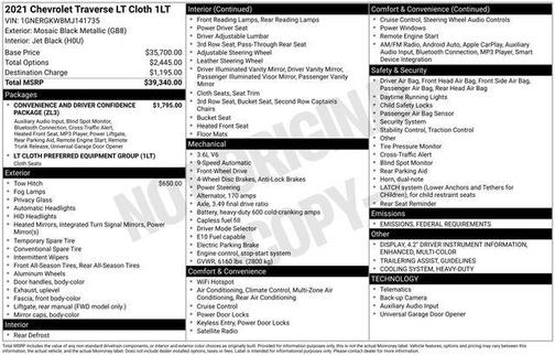 2021 Chevrolet Traverse LT Cloth
