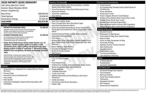 2020 INFINITI QX50 SENSORY