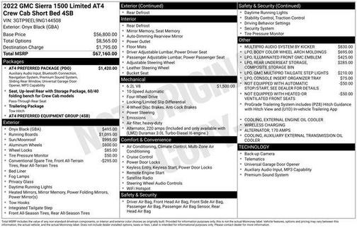 Onyx Black 2022 GMC Sierra 1500 Limited AT4