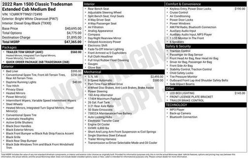 Bright White Clearcoat 2022 RAM 1500 Classic Tradesman