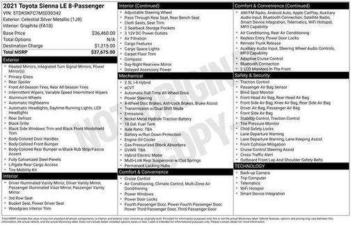 Celestial Silver Metallic 2021 Toyota Sienna LE