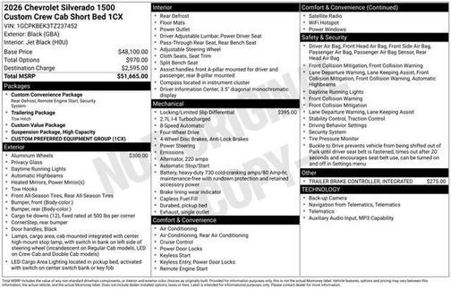 2026 Chevrolet Silverado 1500 Custom