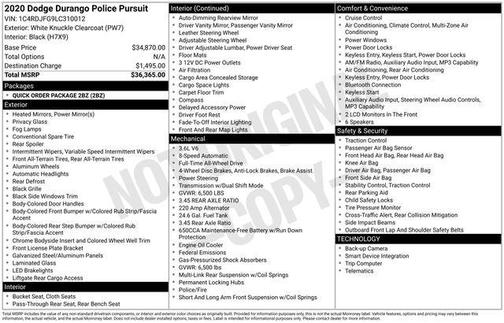 White Knuckle Clearcoat 2020 Dodge Durango Pursuit