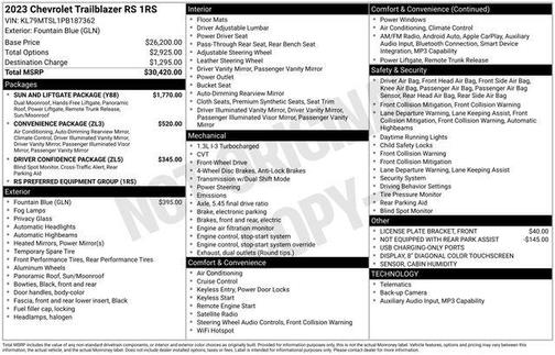 Fountain Blue 2023 Chevrolet Trailblazer RS