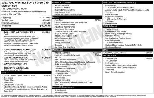 2022 Jeep Gladiator Sport