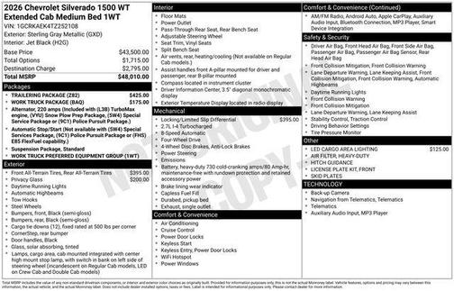 Sterling Gray Metallic 2026 Chevrolet Silverado 1500 WT