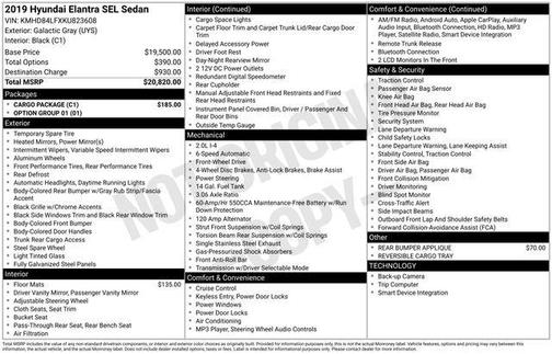2019 Hyundai ELANTRA SEL