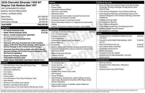 Summit White 2026 Chevrolet Silverado 1500 WT