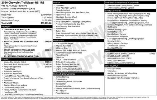 2026 Chevrolet Trailblazer RS