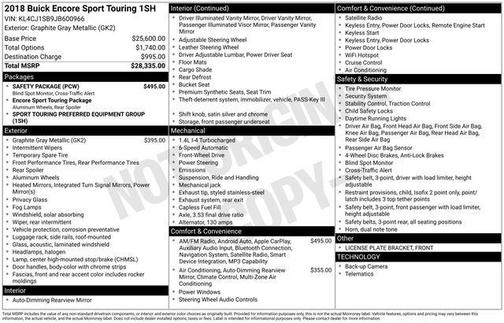 2018 Buick Encore Sport Touring