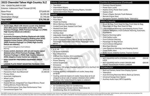 Iridescent Pearl Tricoat 2022 Chevrolet Tahoe High Country