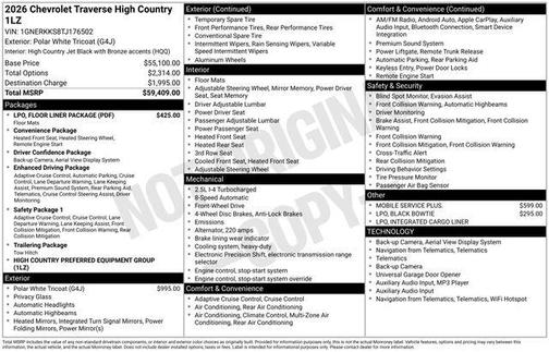 2026 Chevrolet Traverse High Country