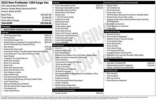Bright White Clearcoat 2023 RAM ProMaster 1500 Base
