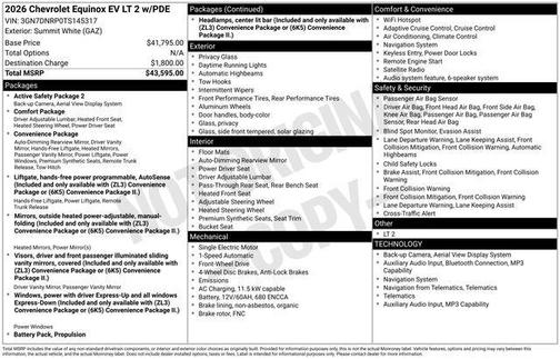 Summit White 2026 Chevrolet Equinox EV LT 2