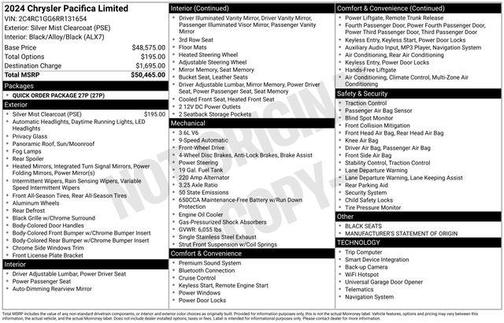 Silver Mist Clearcoat 2024 Chrysler Pacifica Limited
