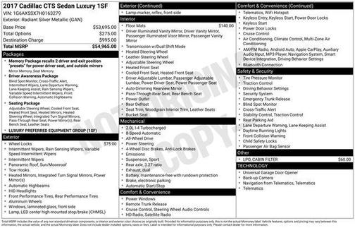 2017 Cadillac CTS 2.0L Turbo Luxury