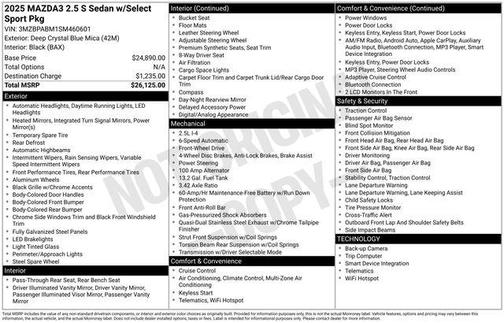 2025 Mazda Mazda3 FWD w/Select Package