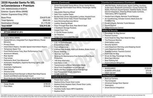 2020 Hyundai SANTA FE 2.0T SEL