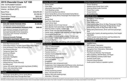 Siren Red Tintcoat 2015 Chevrolet Cruze 1LT