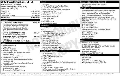 Sterling Gray Metallic 2026 Chevrolet Trailblazer LT