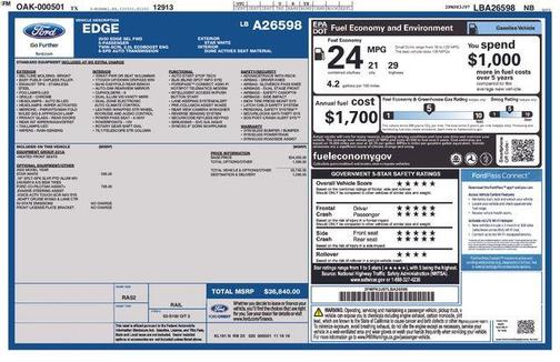 White Metallic 2020 Ford Edge SEL